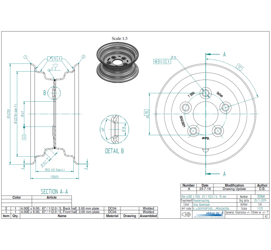 3.00 mm thick one piece welded RIM, diameter: 9 inch, width: 4.00 inch, pcd: 112mm & center bore: 67mm l 5 Raised bolt holes