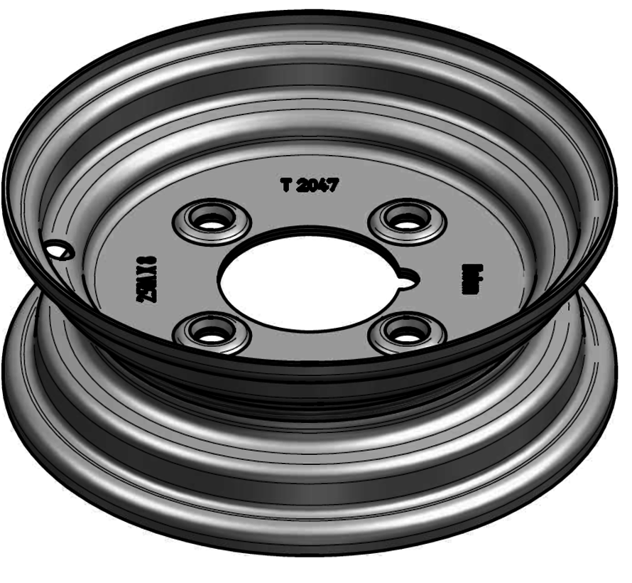 1.75 mm thick one piece welded RIM, diameter: 8 inch, width: 2.50 inch, pcd: 101,6mm & center bore: 67mm l 4 Raised bolt holes