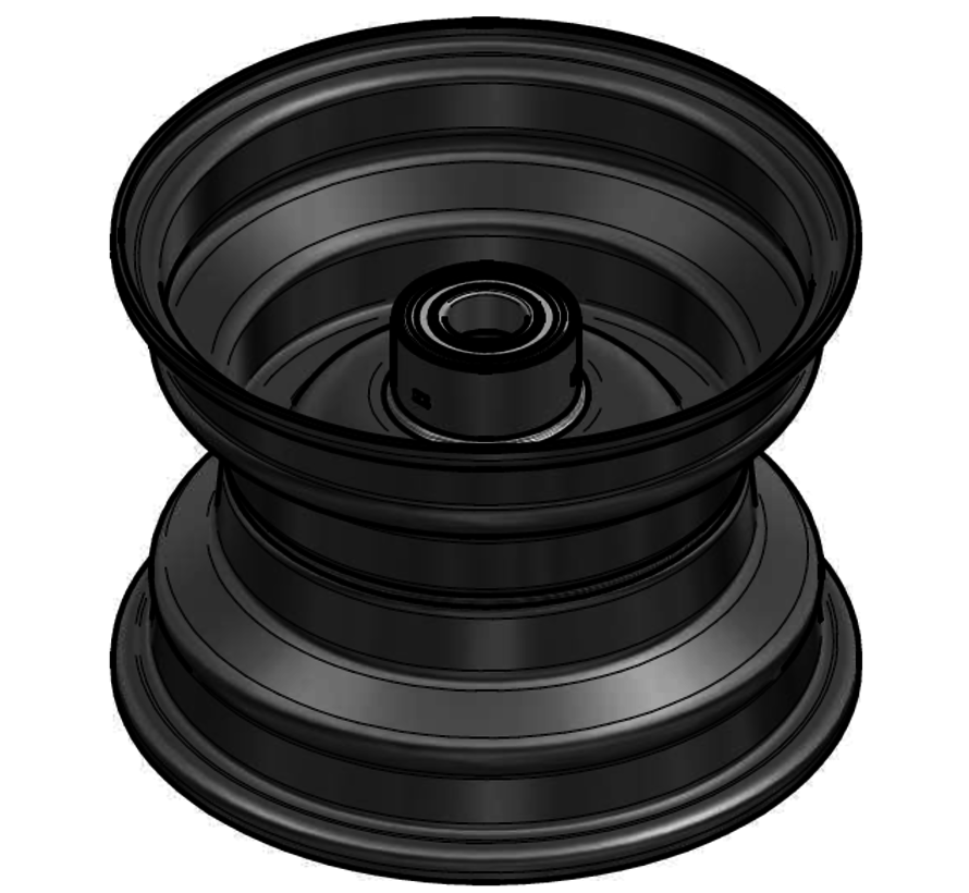 2.50 mm thick one piece welded RIM, diameter: 8 inch, width: 5.50 inch, bearing in hub: 6205-2RS