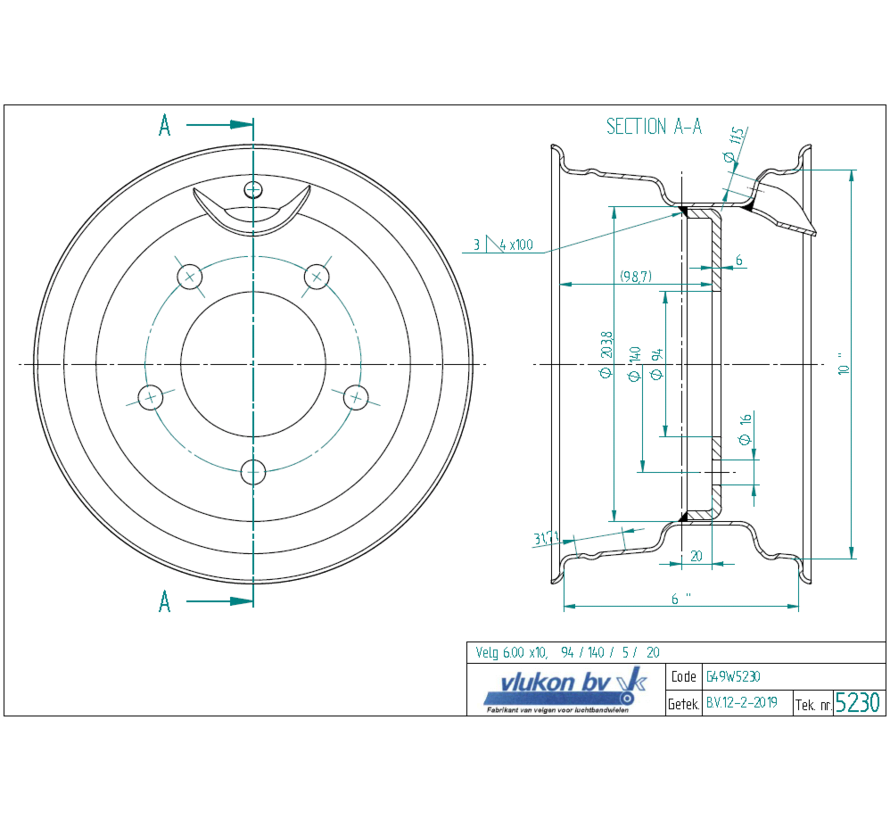2.50 mm thick one piece welded wheel rim with double saftey hump | diameter: 10 inch | width: 6.00 inch | pcd: 140mm & center bore: 94mm l 5  bolt holes