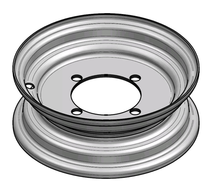 1.75 mm thick one piece welded RIM, diameter: 8 inch, width: 2.50 inch, pcd: 110mm & center bore: 85mm l 4  bolt holes