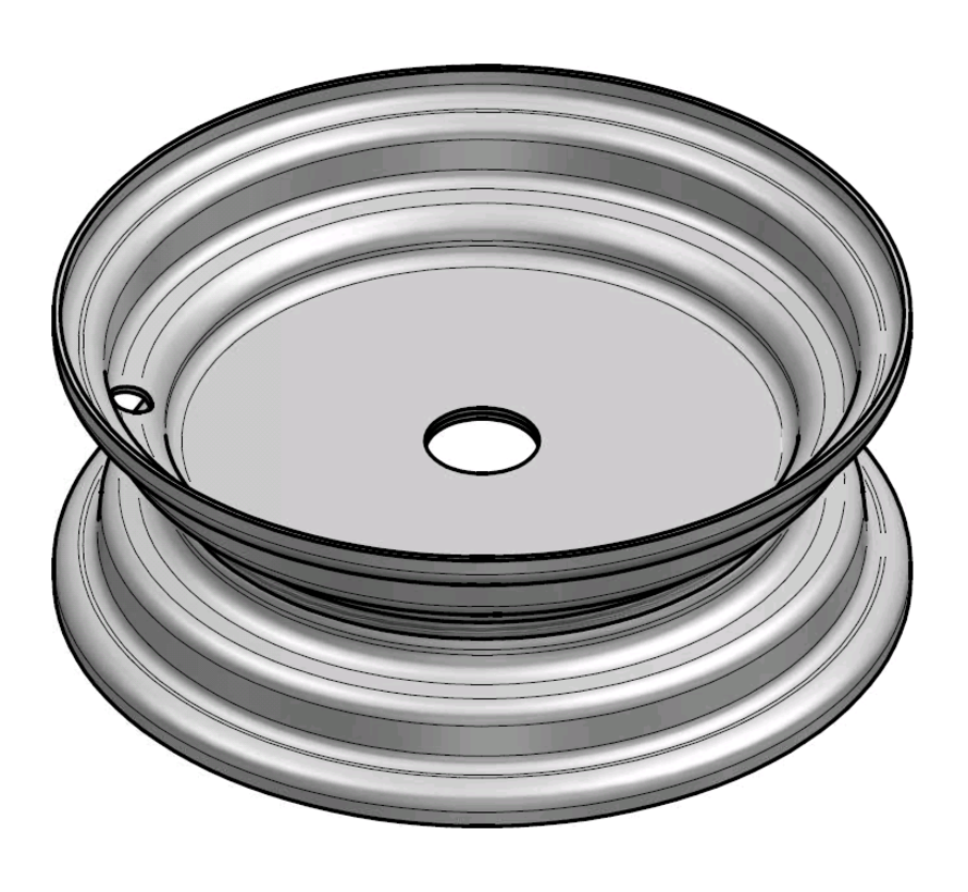 1.75 mm thick one piece welded RIM, diameter: 8 inch, width: 2.50 inch,