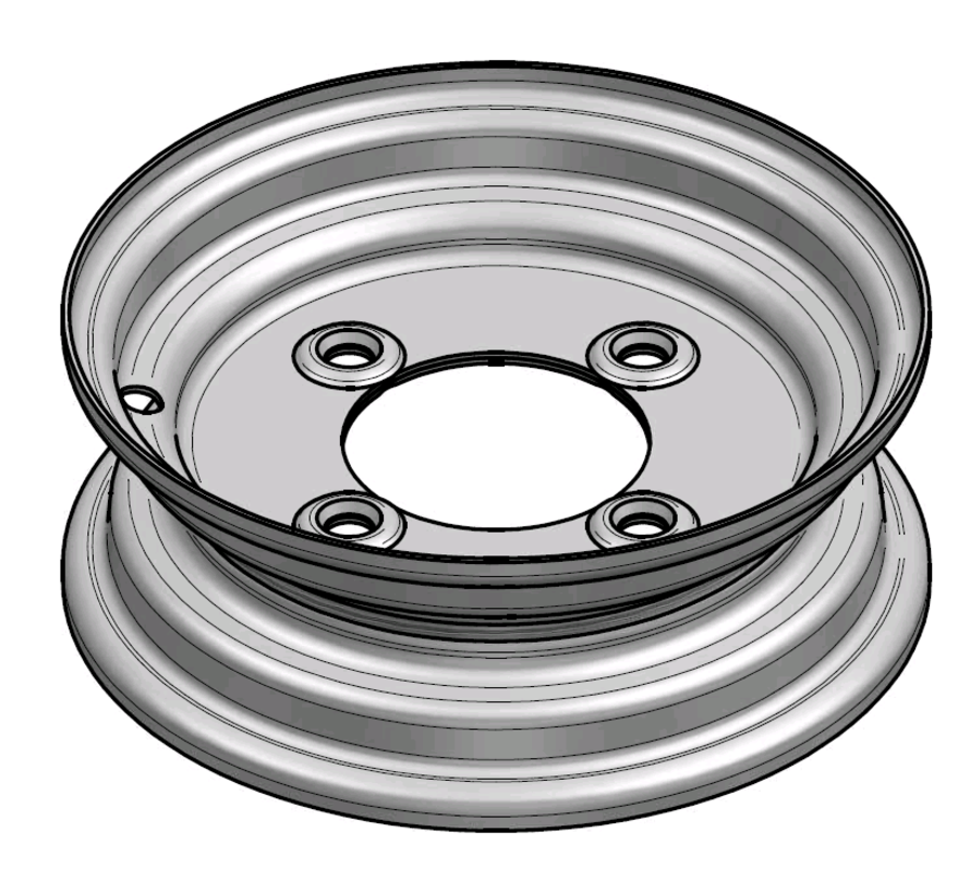 1.75 mm thick one piece welded RIM, diameter: 8 inch, width: 2.50 inch, pcd: 108mm & center bore: 80mm l 4 Raised bolt holes