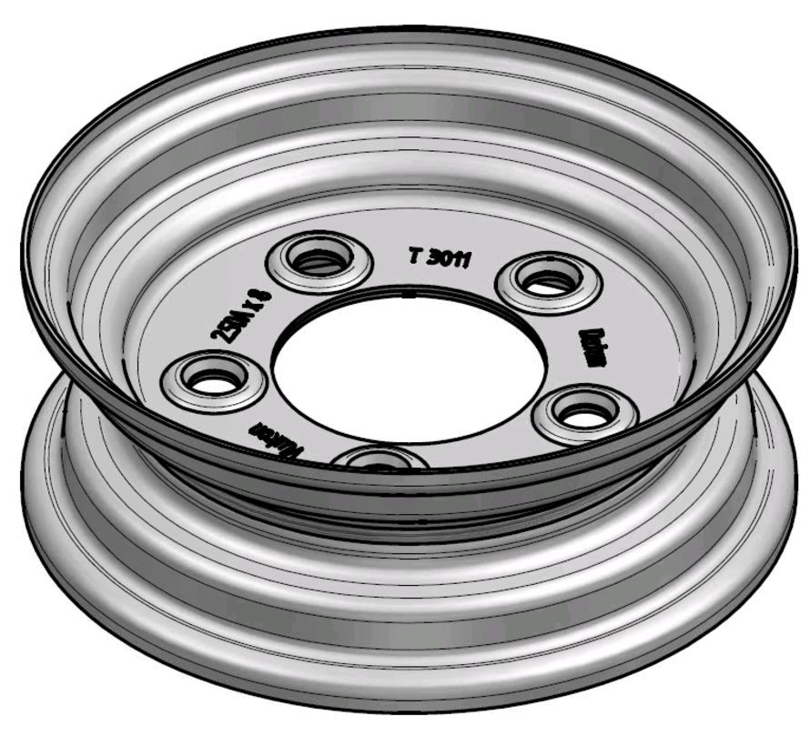 1.75 mm thick one piece welded RIM, diameter: 8 inch, width: 2.50 inch, pcd: 115mm & center bore: 80mm l 5 Raised bolt holes