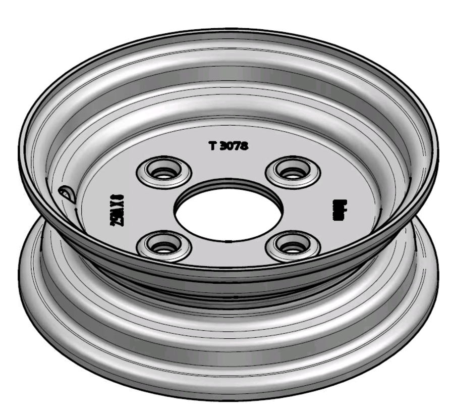 3.00 mm thick one piece welded RIM, diameter: 8 inch, width: 2.50 inch, pcd: 98mm & center bore: 58,5mm l 4 Raised bolt holes
