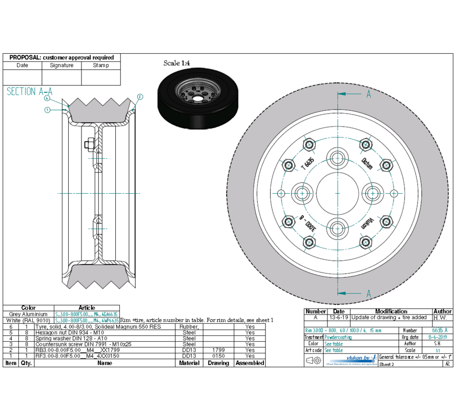 5.00 mm thick two piece divided rim | diameter: 8 inch | width: 3.00 inch | pcd: 100mm & center bore: 60mm l 4 Raised bolt holes