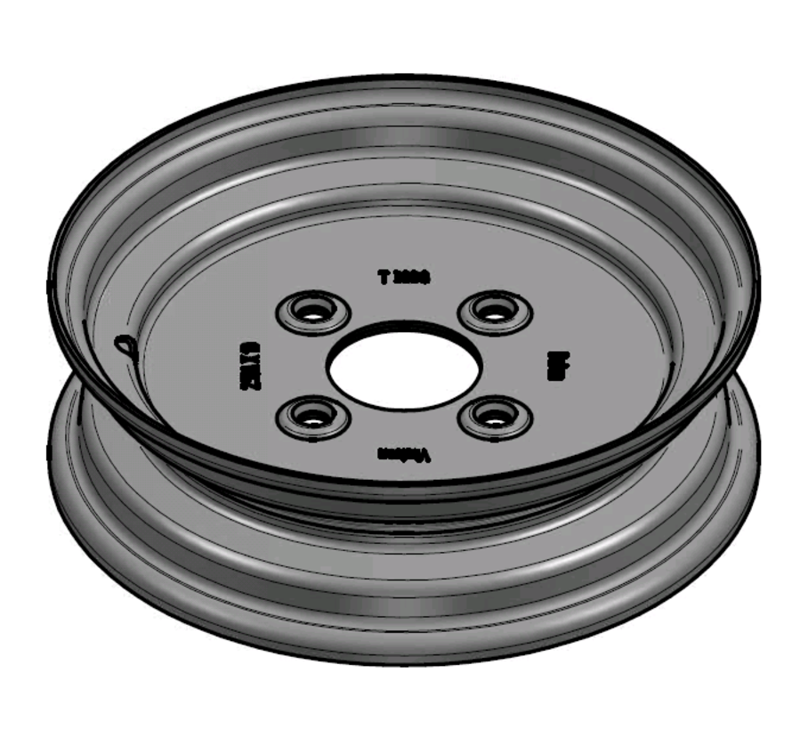 2.00 mm thick one piece welded RIM, diameter: X inch, width: _ inch, pcd: 115mm & center bore: 85mm l 4 Raised bolt holes