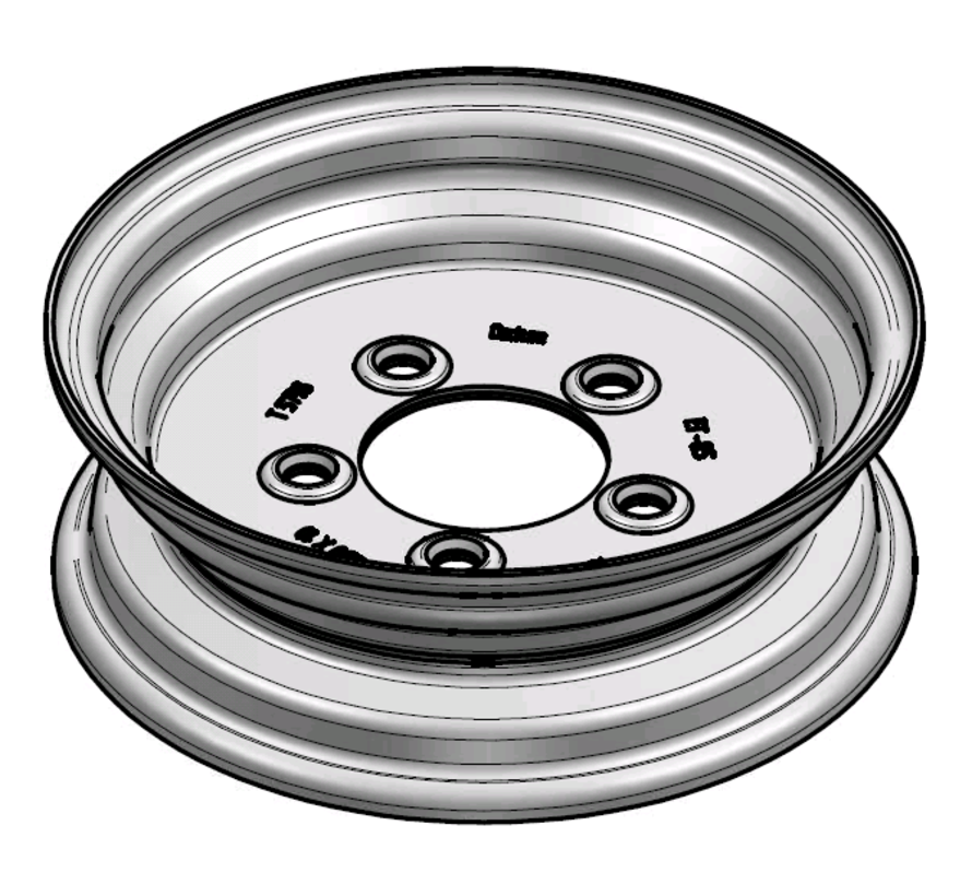 2.00 mm thick one piece welded RIM, diameter: 10 inch, width: 3.00 inch, pcd: 115mm & center bore: 80mm l 5 Raised bolt holes