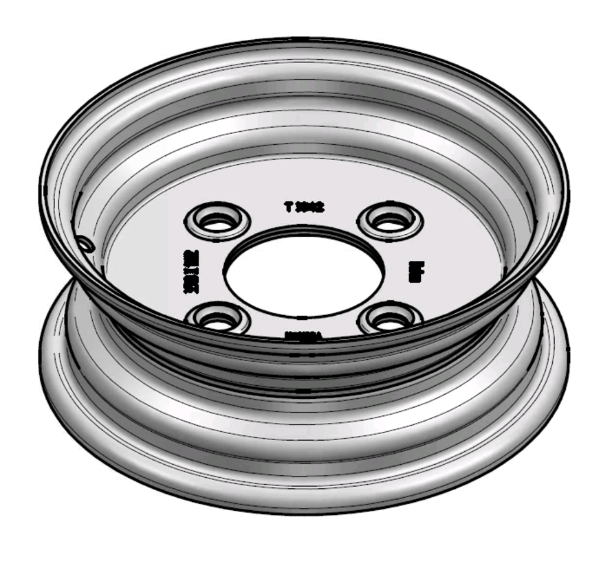 3.00 mm thick one piece welded RIM, diameter: 10 inch, width: 3.50 inch, pcd: 130mm & center bore: 85mm l 4 Raised bolt holes