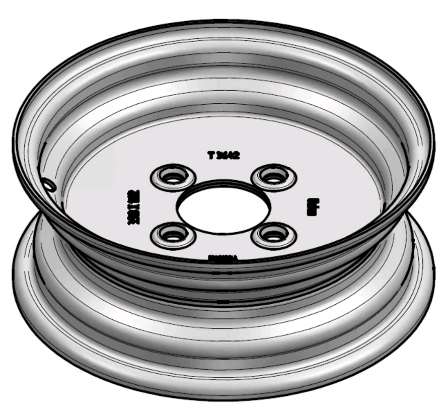 2.50 mm thick one piece welded RIM, diameter: 10 inch, width: 3.50 inch, pcd: 95mm & center bore: 62,5mm l 4 Raised bolt holes