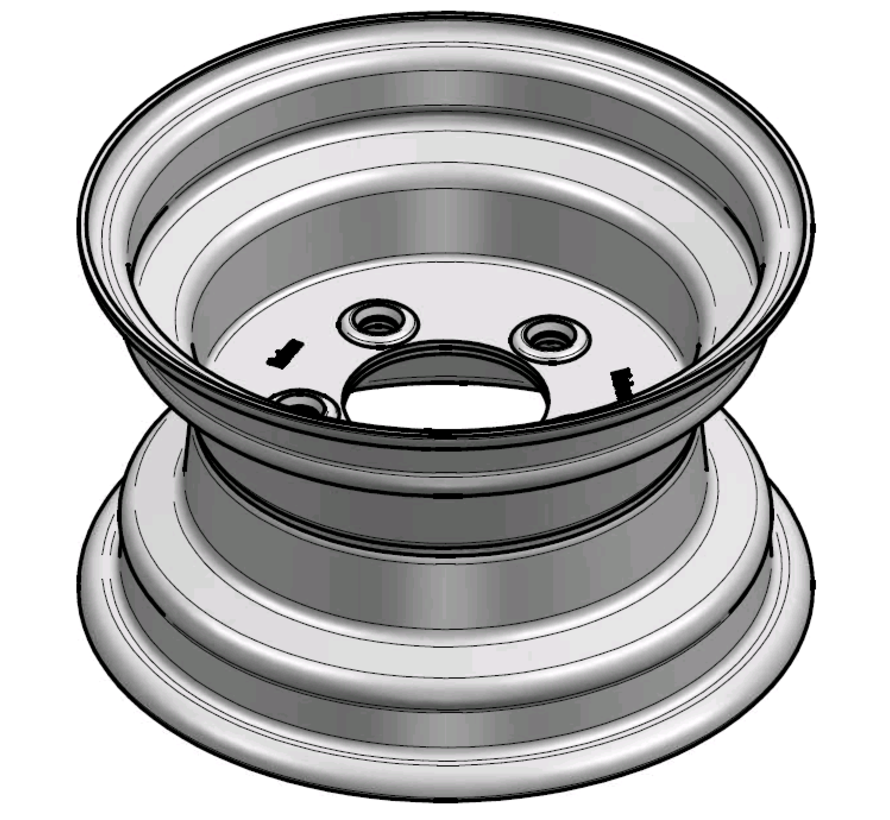 3.00 mm thick one piece welded RIM, diameter: 10 inch, width: 6.00 inch, pcd: 115mm & center bore: 80mm l 5 Raised bolt holes