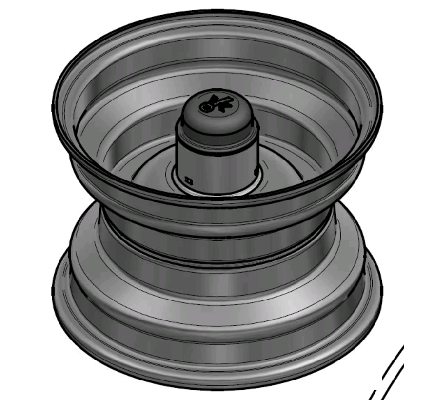 2.50 mm thick one piece welded RIM, diameter: 8 inch, width: 5.50 inch, bearing in hub: 6205-RS