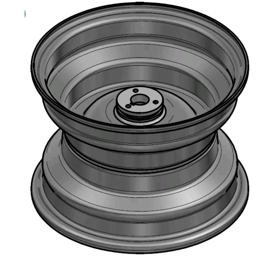 2.50 mm thick one piece welded RIM, diameter: 8 inch, width: 5.50 inch, bearing in hub: