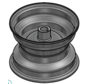 2.50 mm thick one piece welded RIM, diameter: 8 inch, width: 5.50 inch, bearing in hub: