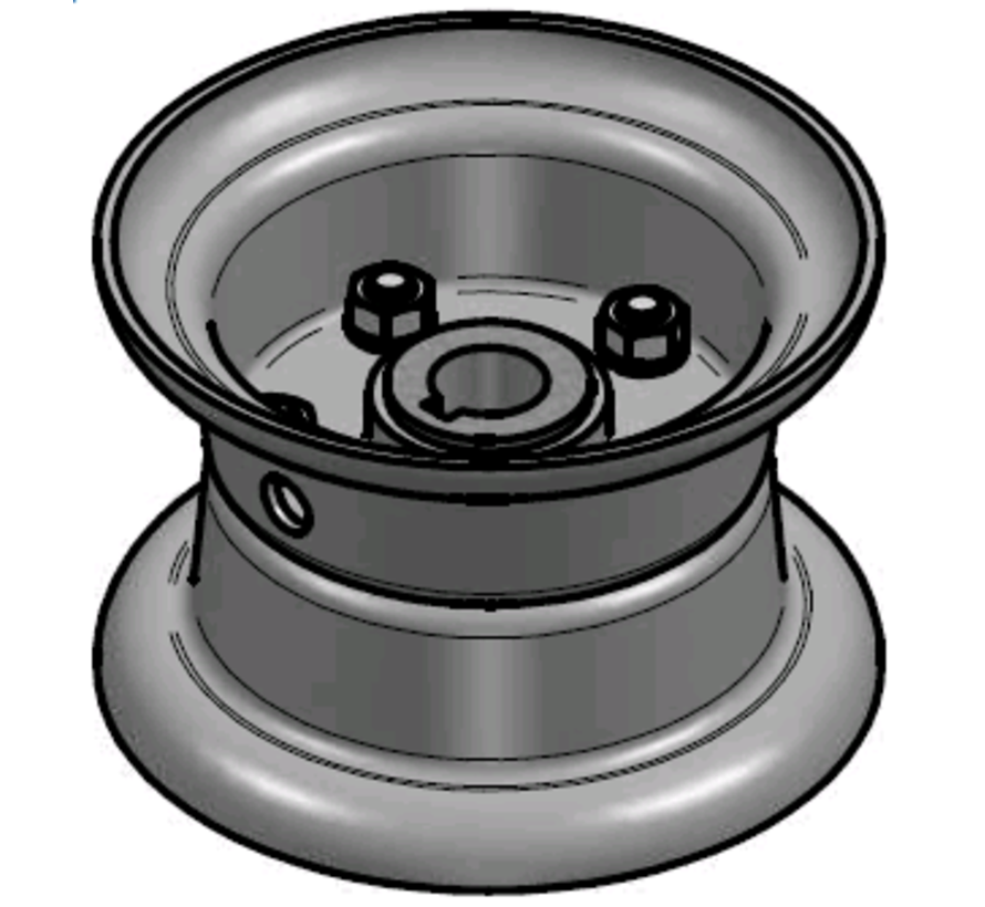 3.00 mm thick two piece divided rim | diameter: 4 inch | width: 2.50 inch | bearing in hub: