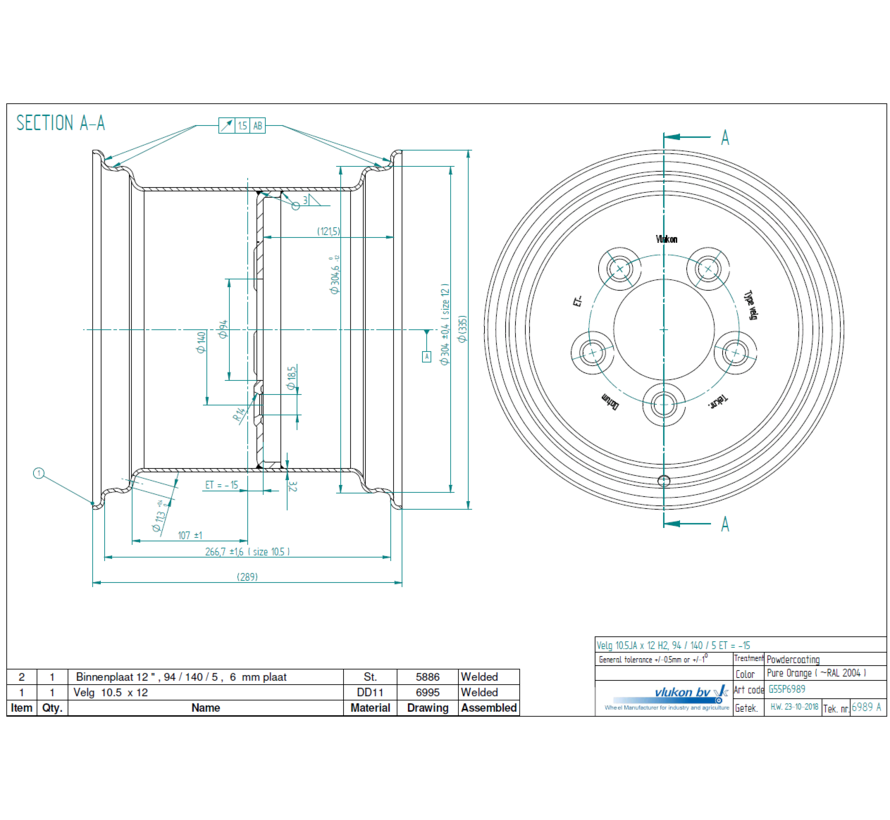3.20 mm thick one piece welded wheel rim with double saftey hump | diameter: 12 inch | width: 10.50 inch | pcd: 140mm & center bore: 94mm l 5 Raised bolt holes