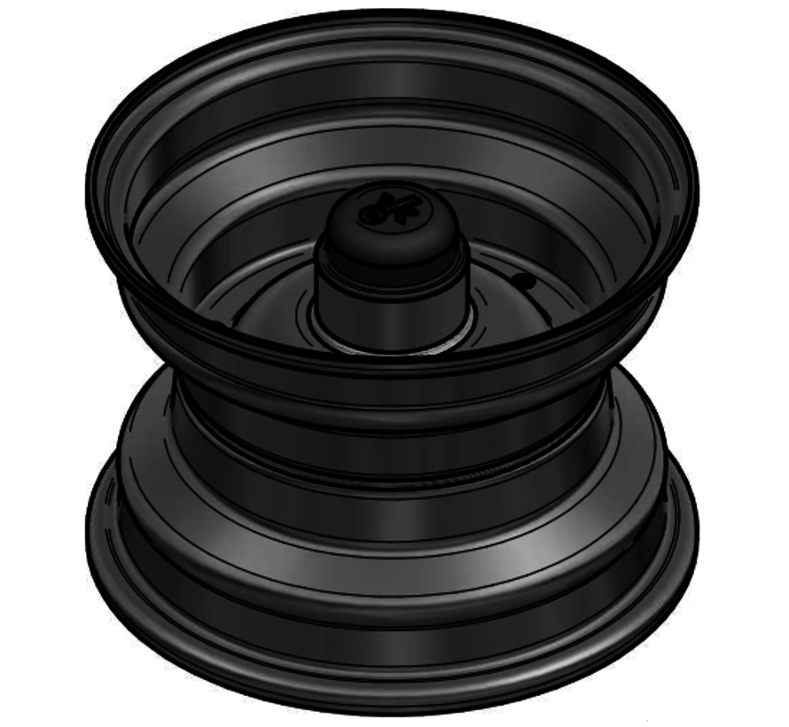 2.50 mm thick one piece welded RIM, diameter: 8 inch, width: 5.50 inch, bearing in hub: 6205-2RS