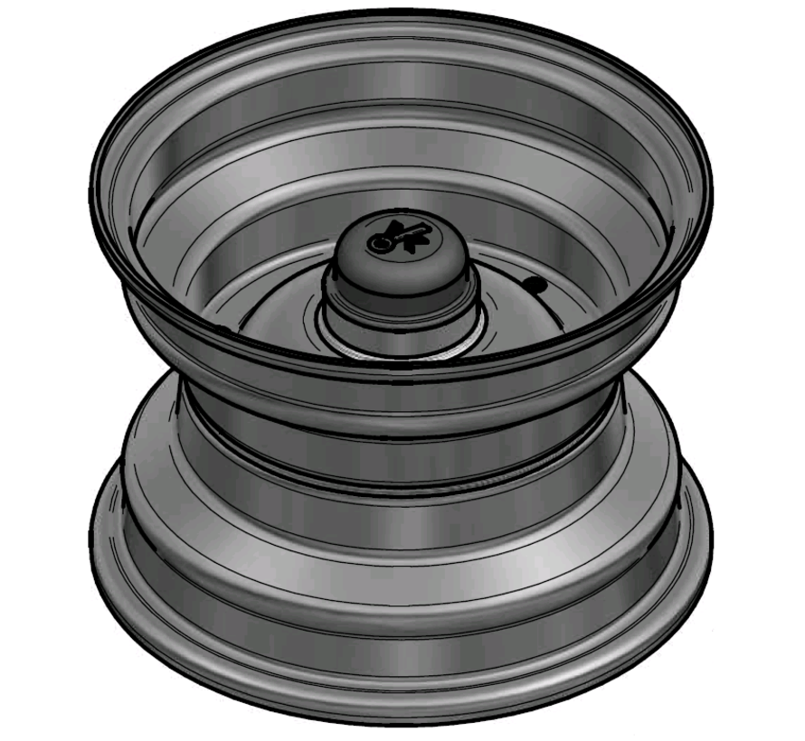 2.50 mm thick one piece welded RIM, diameter: 8 inch, width: 5.50 inch, bearing in hub: 6205-2RS