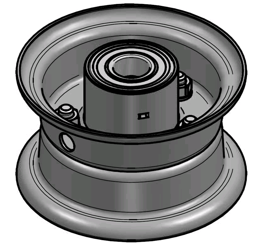 1.75 mm thick two piece divided rim | diameter: 4 inch | width: 2.10 inch | bearing in hub: