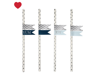 Papieren rietjes met stickers (20st) Delight Department
