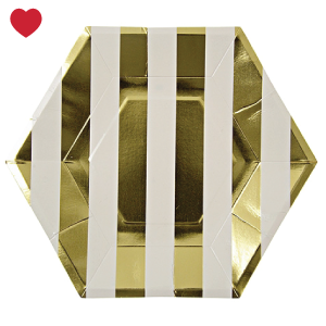 Gebaksbordjes goud gestreept (8st) Meri Meri