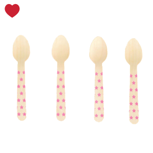 Houten lepels sterren fuchsia (8st) My Little Day