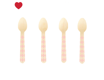 Houten lepels ruiten lichtroze (8st) My Little Day