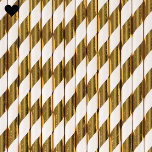 Papieren rietjes gestreept goud folie (25st) Ginger Ray