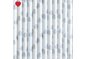 Papieren rietjes harten zilver (25st)