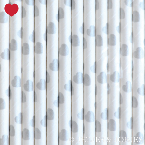 Papieren rietjes harten zilver (25st)