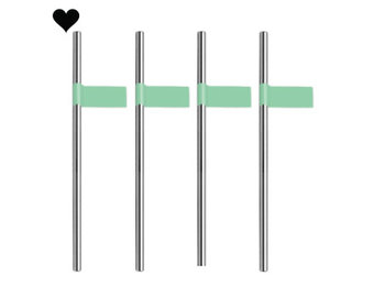 Papieren rietjes met stickers tropical breeze silver (20st)