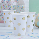 Bekers dots goud (8st) Ginger Ray