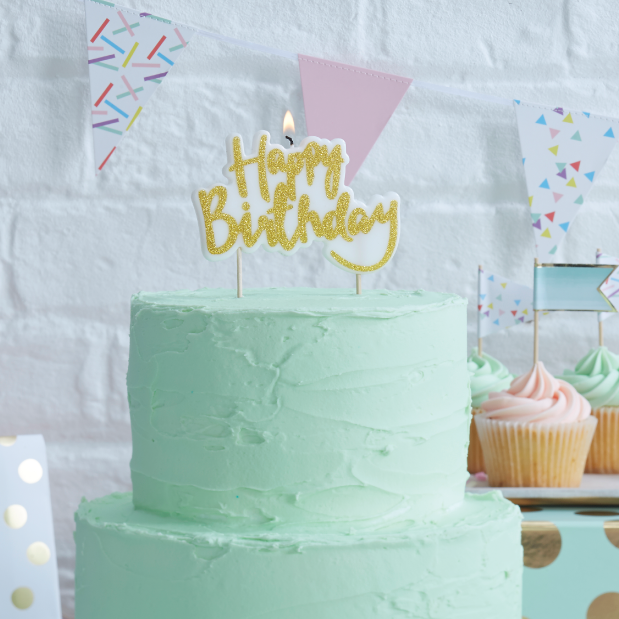 Happy Birthday kaars goud Ginger Ray