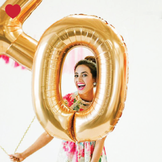 Cijferballon 4 goud (86cm)