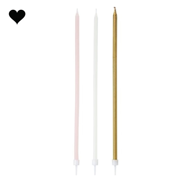 Taartkaarsen lang We heart Pink (16st) Talking Tables