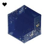Gebaksbordjes donkerblauw goud (6st) Golden Grid