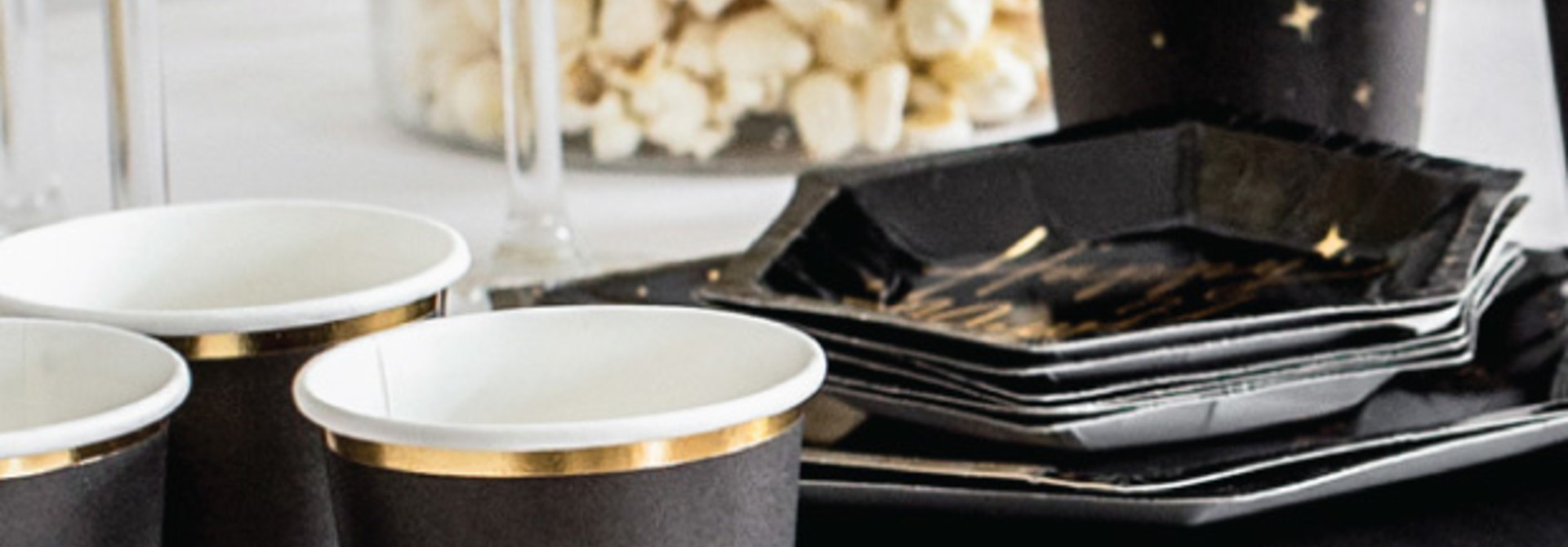 Bekertjes zwart en goud (6 st) - Black & Gold