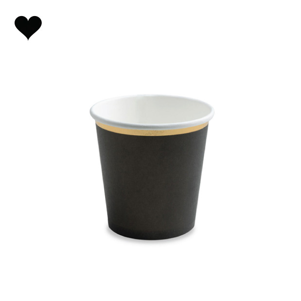 Bekertjes zwart en goud (6st) Black & Gold