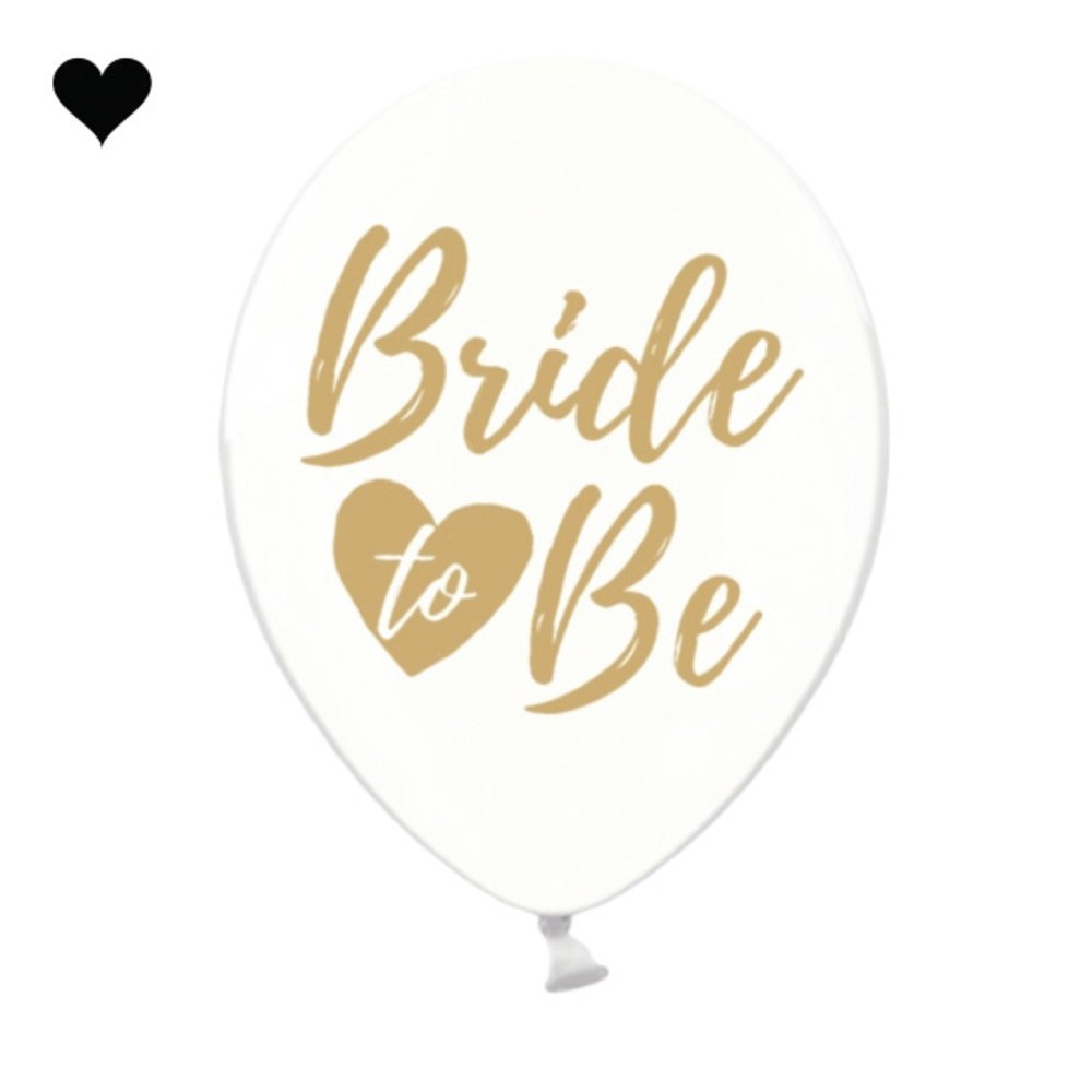 Vernauwd knoop bureau Transparante ballonnen Bride to be goud (6st) - Jetjes & Jobjes