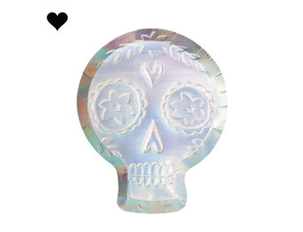 Bordjes Sugar Skull holografisch (8 st) Meri Meri