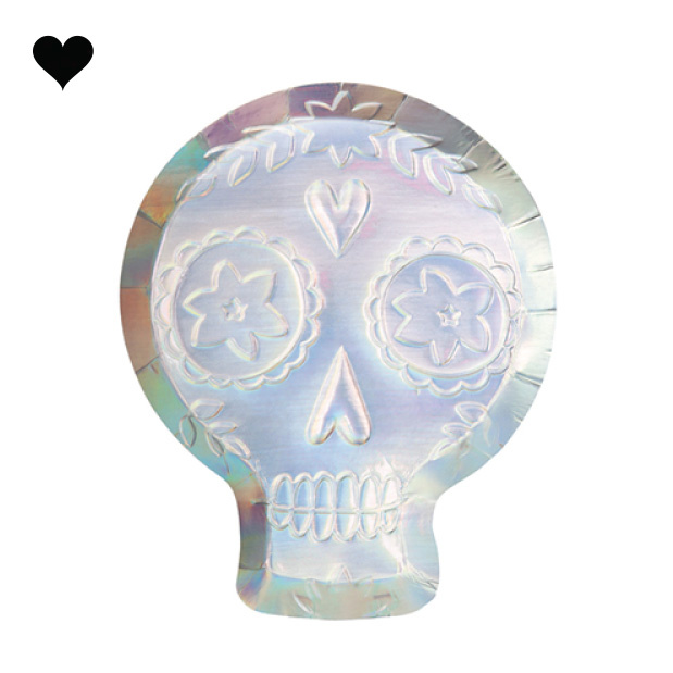 Bordjes Sugar Skull holografisch (8 st) - Meri Meri