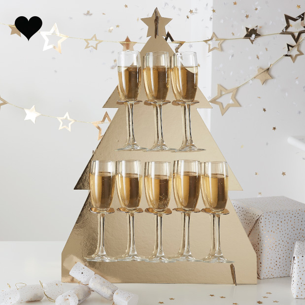 Prosecco Wall kerstboom Gold Glitter Ginger Ray