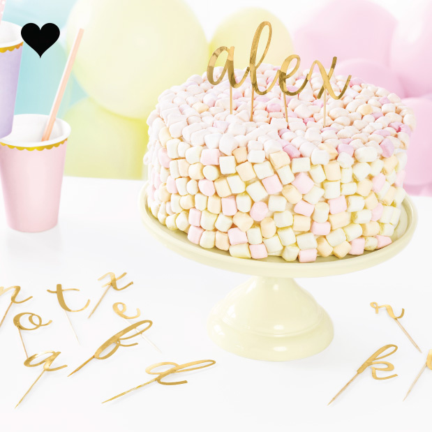 Taarttoppers Alfabet goud (53 st)