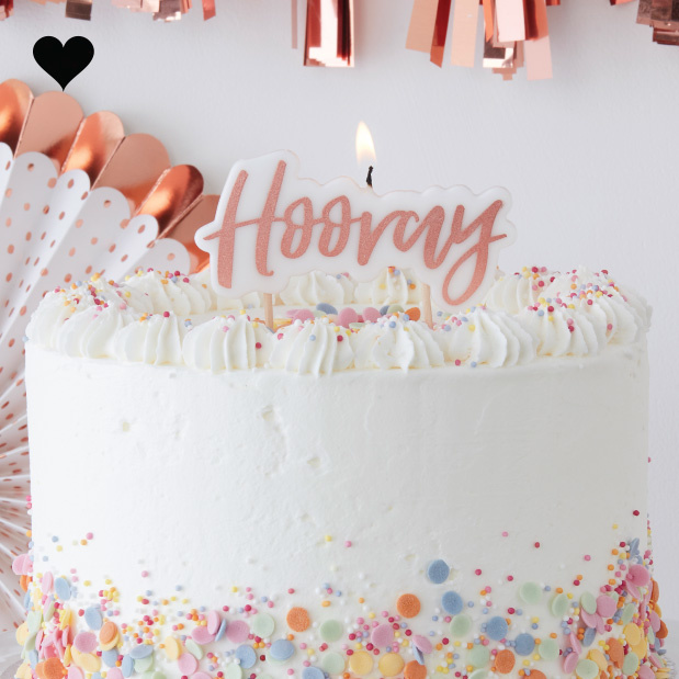 Kaarsje Hooray roségoud Ginger Ray