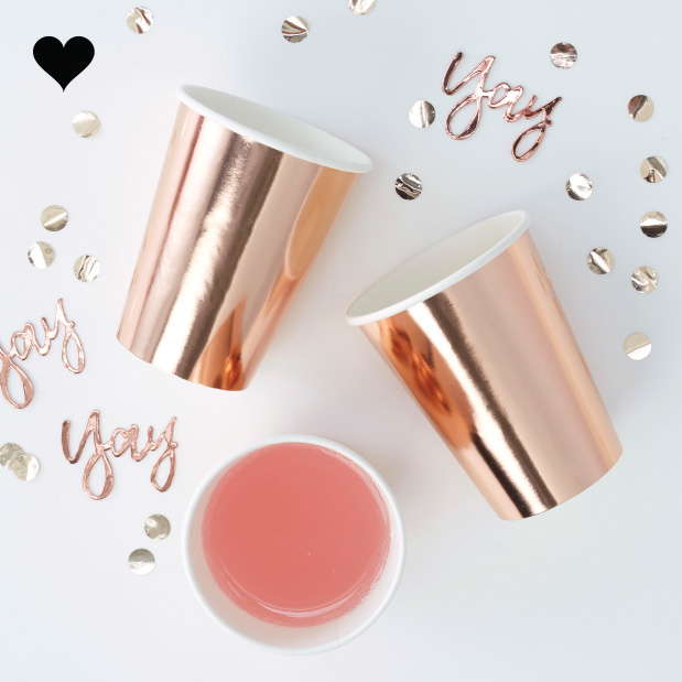 Papieren bekers roségoud (6st)