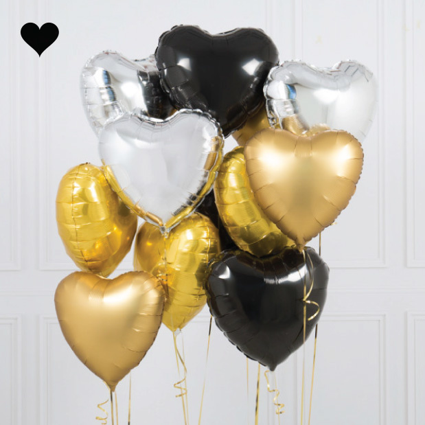 Folieballon hart zwart (45cm)