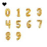 Letter en cijfer folieballonnen goud 35 cm
