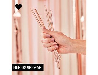 Rietjes metaal roségoud Mix it Up (5st) Ginger Ray