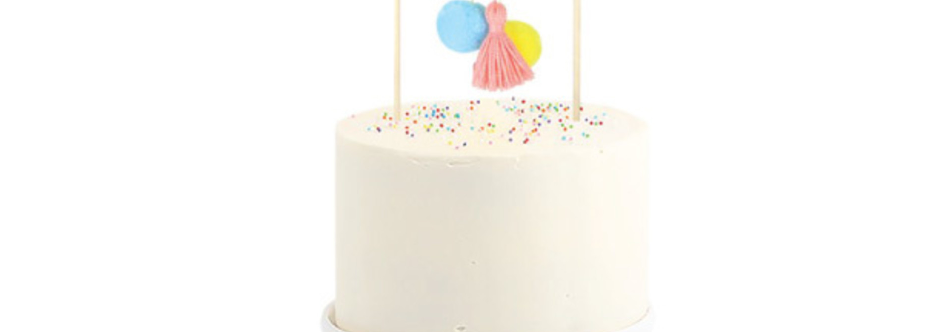Taarttopper ster met tassel en pompoms