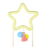 Taarttopper ster met tassel en pompoms
